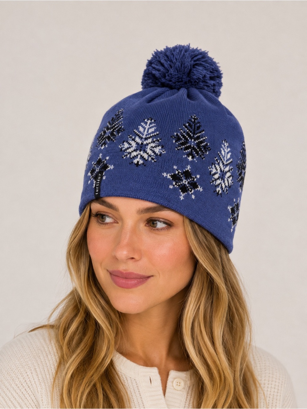 Turtle Fur Pendant-Indigo knit fleece lined beanie